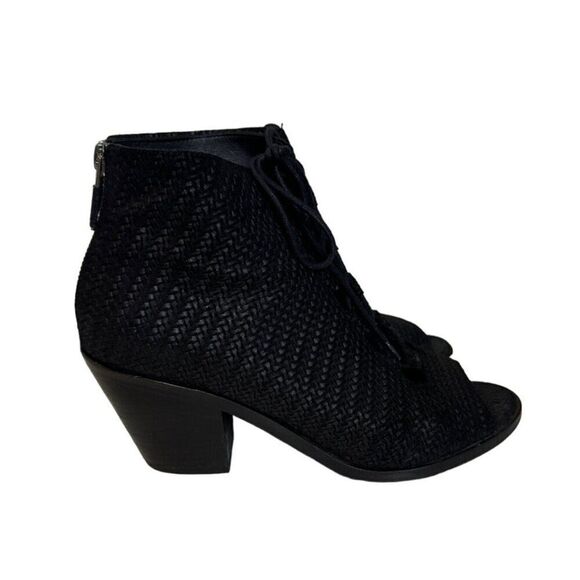 Eileen Fisher Womens Black Woven Open-Toe Ankle Booties 8.5 With Back Zipper Clo - Picture 2 of 6